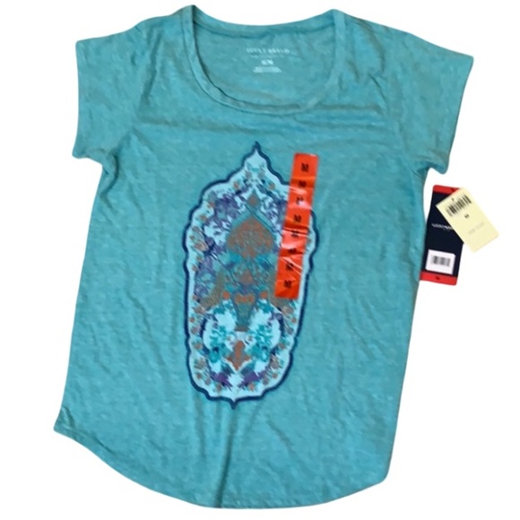 NWT Lucky Brand Turquoise Blue Tribal Medallion Printed Relaxed Lite Shirt - Picture 6 of 6